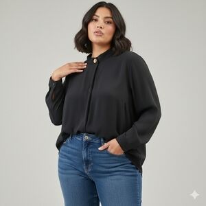 New Eloquii Black High Neck Blouse 22 NWT